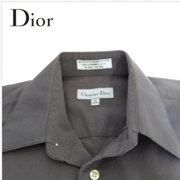 Christian Dior Mens Shirt Gray Casual S15 34/35 - Picture 4 of 6